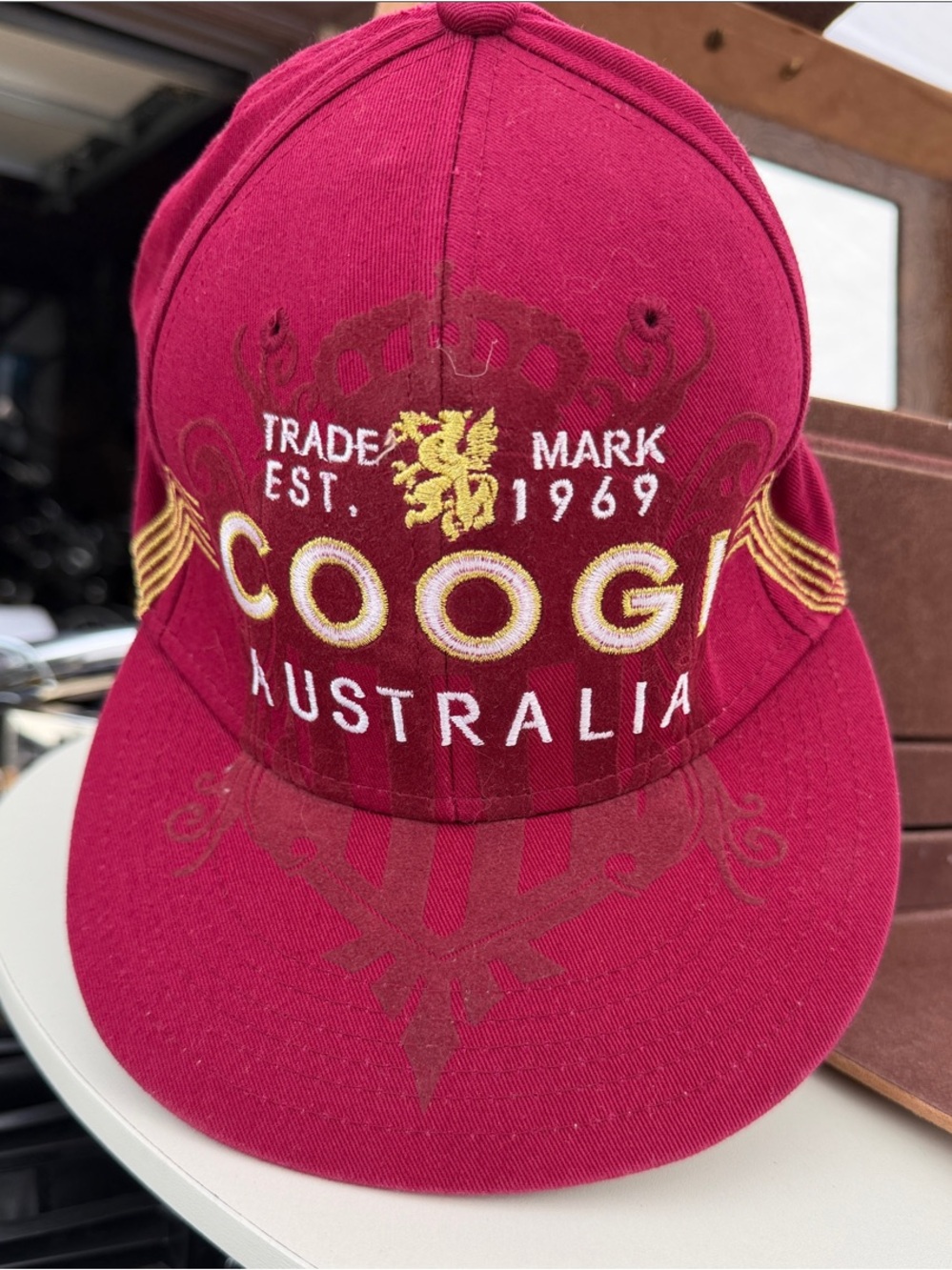 COOGI Kids Burgundy Cap with Gold Embroidery